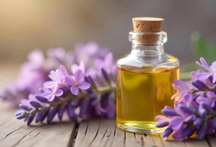 Lavender Essential Oil in Decorative Glass Bottle